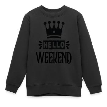 Bonjour Week-end - Sweat Premium enfant bio - noir - Devant - AI Model Kid Female (0cm)