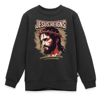 Jesus Passionsweg Christus mit Dornenkrone - Kinder Premium Organic Sweatshirt - Schwarz - Vorne - AI Model Kid Female (0cm)