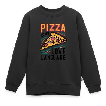 La pizza est mon langage d’amour - Sweat Premium enfant bio - noir - Devant - AI Model Kid Female (0cm)