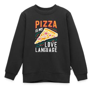 La pizza est mon langage d’amour - Sweat Premium enfant bio - noir - Devant - AI Model Kid Female (0cm)