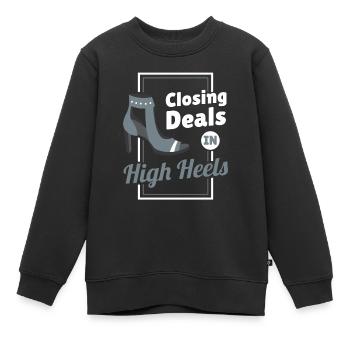 Conclure des affaires dans la mode des talons hauts - Sweat Premium enfant bio - noir - Devant - AI Model Kid Female (0cm)