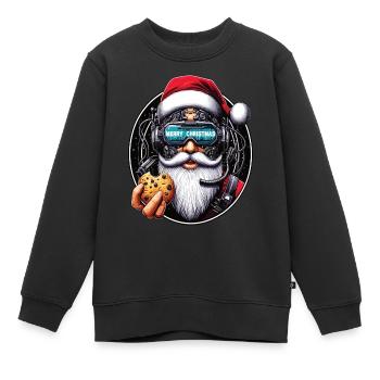 Weihnachtsmann Cyberpunk - Kinder Premium Organic Sweatshirt - Schwarz - Vorne - AI Model Kid Female (0cm)