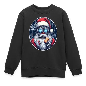 Weihnachtsmann Cyberpunk - Kinder Premium Organic Sweatshirt - Schwarz - Vorne - AI Model Kid Female (0cm)