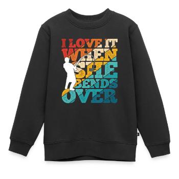 J’adore quand elle se penche ! Pêcheur, Nature, Pêche - Sweat Premium enfant bio - noir - Devant - AI Model Kid Female (0cm)