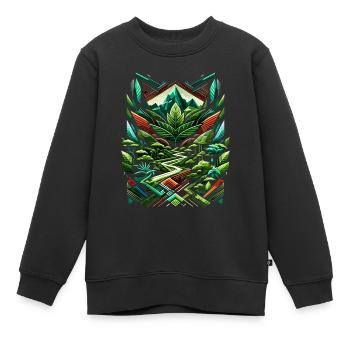 Forêt tropicale abstraite d’Ayahuasca - Sweat Premium enfant bio - noir - Devant - AI Model Kid Female (0cm)