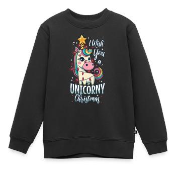 Je vous souhaite un Noël de Licorne - Sweat Premium enfant bio - noir - Devant - AI Model Kid Female (0cm)