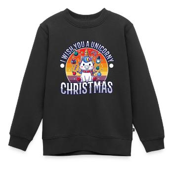Je vous souhaite un Noël de Licorne - Sweat Premium enfant bio - noir - Devant - AI Model Kid Female (0cm)