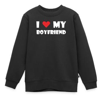 I LOVE MY BOYFRIEND - Kinder Premium Organic Sweatshirt - Schwarz - Vorne - AI Model Kid Female (0cm)