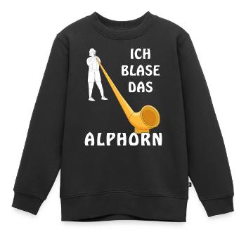 ICH BLASE DAS ALPHORN - Kinder Premium Organic Sweatshirt - Schwarz - Vorne - AI Model Kid Female (0cm)