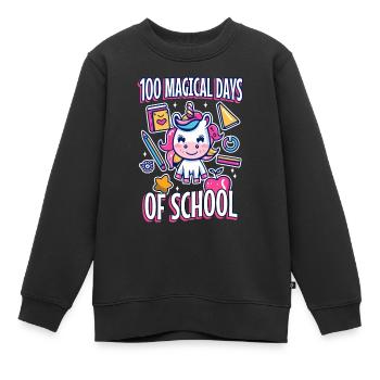 100 jours magiques d’école - Sweat Premium enfant bio - noir - Devant - AI Model Kid Female (0cm)