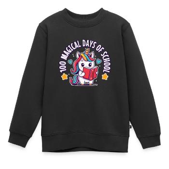Joyeux 100 jours d’apprentissage magique - Sweat Premium enfant bio - noir - Devant - AI Model Kid Female (0cm)