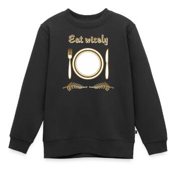 TELLER BESTECK Eat wisely - Kinder Premium Organic Sweatshirt - Schwarz - Vorne - AI Model Kid Female (0cm)
