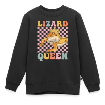 Groovy Barbu Dragon Fille Lézard Amoureux - Sweat Premium enfant bio - noir - Devant - AI Model Kid Female (0cm)