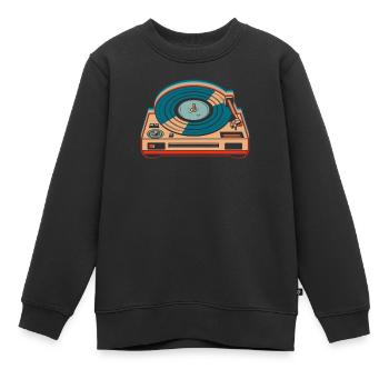 Collectionneur de disques vinyles - Sweat Premium enfant bio - noir - Devant - AI Model Kid Female (0cm)