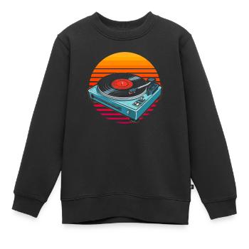 Collectionneur de disques vinyles - Sweat Premium enfant bio - noir - Devant - AI Model Kid Female (0cm)