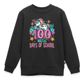 Joyeux 100 jours d'apprentissage magique - Sweat Premium enfant bio - noir - Devant - AI Model Kid Female (0cm)