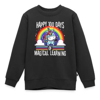 Joyeux 100 jours d’apprentissage magique - Sweat Premium enfant bio - noir - Devant - AI Model Kid Female (0cm)