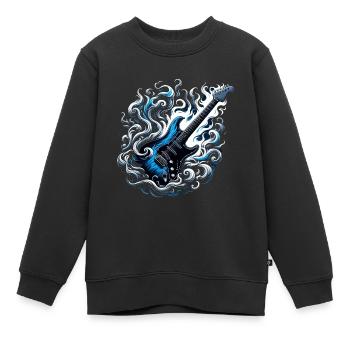 E-Gitarre mit Flammen - Kinder Premium Organic Sweatshirt - Schwarz - Vorne - AI Model Kid Female (0cm)