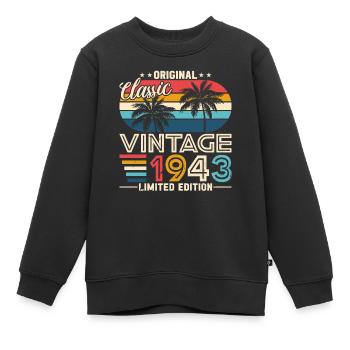 80e anniversaire 1943 - Sweat Premium enfant bio - noir - Devant - AI Model Kid Female (0cm)