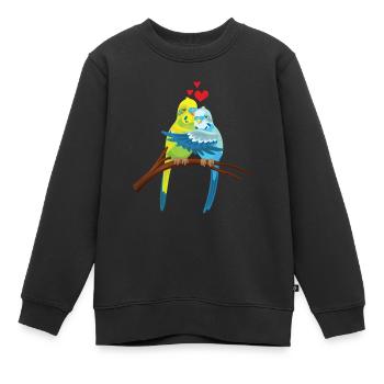 Süß Wellensittich Liebe Herz Vogel - Kinder Premium Organic Sweatshirt - Schwarz - Vorne - AI Model Kid Female (0cm)