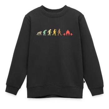 Weightlifting Retro Body Building Evolution fitnes - Sweat Premium enfant bio - noir - Devant - AI Model Kid Female (0cm)