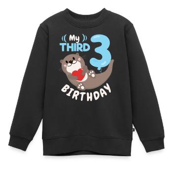 3ème anniversaire, 3 ans, loutre kawaii, dicton - Sweat Premium enfant bio - noir - Devant - AI Model Kid Female (0cm)