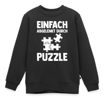 Puzzlefan Puzzler Puzzleteile Puzzle - Kinder Premium Organic Sweatshirt - Schwarz - Vorne - AI Model Kid Female (0cm)