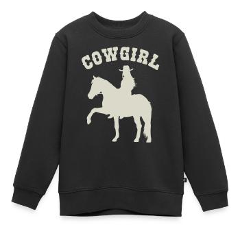 Reitsilhouette Einfach Stilvoll - Kinder Premium Organic Sweatshirt - Schwarz - Vorne - AI Model Kid Female (0cm)