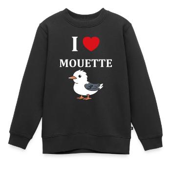 J'aime les mouettes - Sweat Premium enfant bio - noir - Devant - AI Model Kid Female (0cm)
