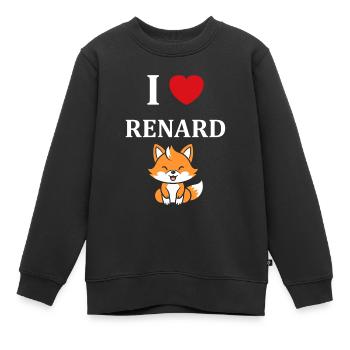 J'aime les renards - Sweat Premium enfant bio - noir - Devant - AI Model Kid Female (0cm)