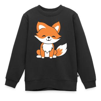 petit renard - Sweat Premium enfant bio - noir - Devant - AI Model Kid Female (0cm)