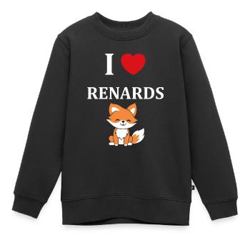 J'aime les renards - Sweat Premium enfant bio - noir - Devant - AI Model Kid Female (0cm)