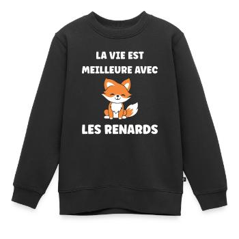 petit renard - Sweat Premium enfant bio - noir - Devant - AI Model Kid Female (0cm)