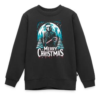 Joyeux Noël Festif Slasher Candy Cane Menace - Sweat Premium enfant bio - noir - Devant - AI Model Kid Female (0cm)