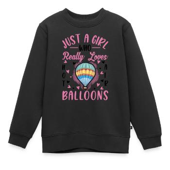 Montgolfière Fille Vol en montgolfière - Sweat Premium enfant bio - noir - Devant - AI Model Kid Female (0cm)
