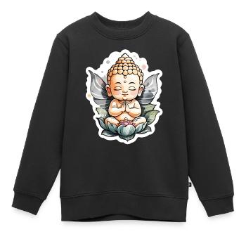 bébé Bouddha - meditation yoga relaxation - Sweat Premium enfant bio - noir - Devant - AI Model Kid Female (0cm)
