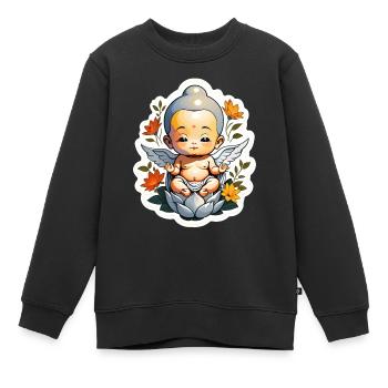 bébé Bouddha - meditation yoga relaxation - Sweat Premium enfant bio - noir - Devant - AI Model Kid Female (0cm)