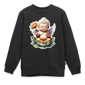 bébé Bouddha - meditation yoga relaxation - Sweat Premium enfant bio - noir - Devant - AI Model Kid Female (0cm)