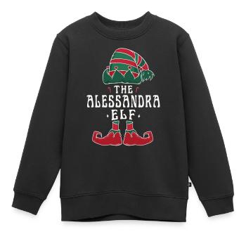Alessandra Elf Family Matching Group Christmas - Kids Premium Organic Sweatshirt - black - Front - AI Model Kid Female (0cm)