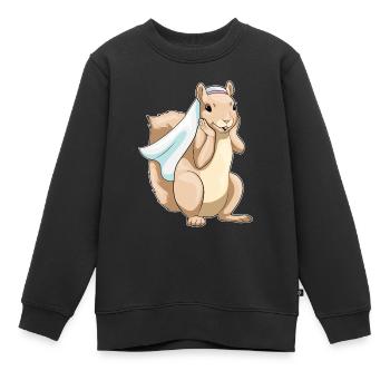 Écureuil mariée voile mariage - Sweat Premium enfant bio - noir - Devant - AI Model Kid Female (0cm)