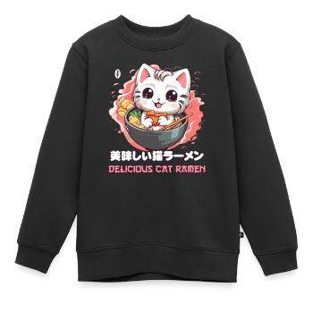Délicieux ramen pour chat - Sweat Premium enfant bio - noir - Devant - AI Model Kid Female (0cm)