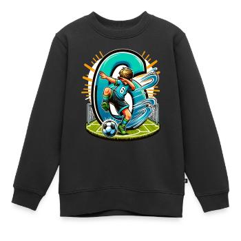 6 Jahre Alter Junge Fußball Geburtstag - Kinder Premium Organic Sweatshirt - Schwarz - Vorne - AI Model Kid Female (0cm)