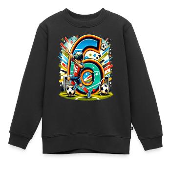 6 Jahre Alter Junge Fußball Geburtstag Shirt Idee - Kinder Premium Organic Sweatshirt - Schwarz - Vorne - AI Model Kid Female (0cm)