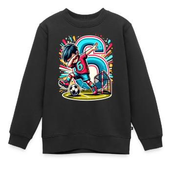 6 Jahre Alter Junge Fußball Geburtstag Shirt Idee - Kinder Premium Organic Sweatshirt - Schwarz - Vorne - AI Model Kid Female (0cm)