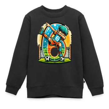 6 Jahre Alter Junge Fußball Geburtstag Shirt Idee - Kinder Premium Organic Sweatshirt - Schwarz - Vorne - AI Model Kid Female (0cm)