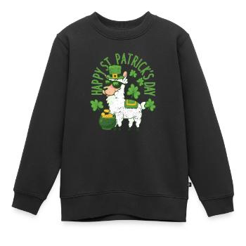 Happy St. Patrick's Day Llama Green Alpaca Lucky - Kids Premium Organic Sweatshirt - black - Front - AI Model Kid Female (0cm)