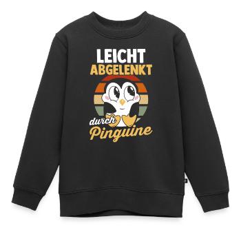 Leicht Abgelenkt Durch Pinguine - Kinder Premium Organic Sweatshirt - Schwarz - Vorne - AI Model Kid Female (0cm)