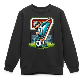 7 Jahre Alter Junge Fußball Geburtstag Shirt Idee - Kinder Premium Organic Sweatshirt - Schwarz - Vorne - AI Model Kid Female (0cm)