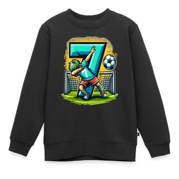 7 Jahre Alter Junge Fußball Geburtstag Shirt Idee - Kinder Premium Organic Sweatshirt - Schwarz - Vorne - AI Model Kid Female (0cm)