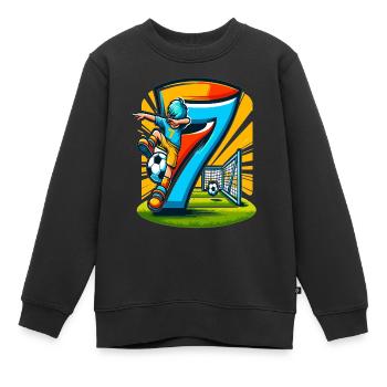7 Jahre Alter Junge Fußball Geburtstag Shirt Idee - Kinder Premium Organic Sweatshirt - Schwarz - Vorne - AI Model Kid Female (0cm)